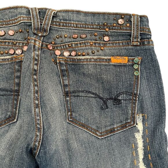 Miss Me Jeans JP4232 Cancun Blue Pink Crystal Brass Studs Distressed Women's 28 - Picture 1 of 12